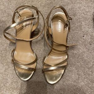 Gold express strapped heels
